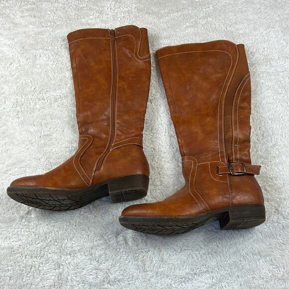 Extreme Eddie Marc faux fur lined tan Regine riding boots, size 8 - Picture 2 of 16